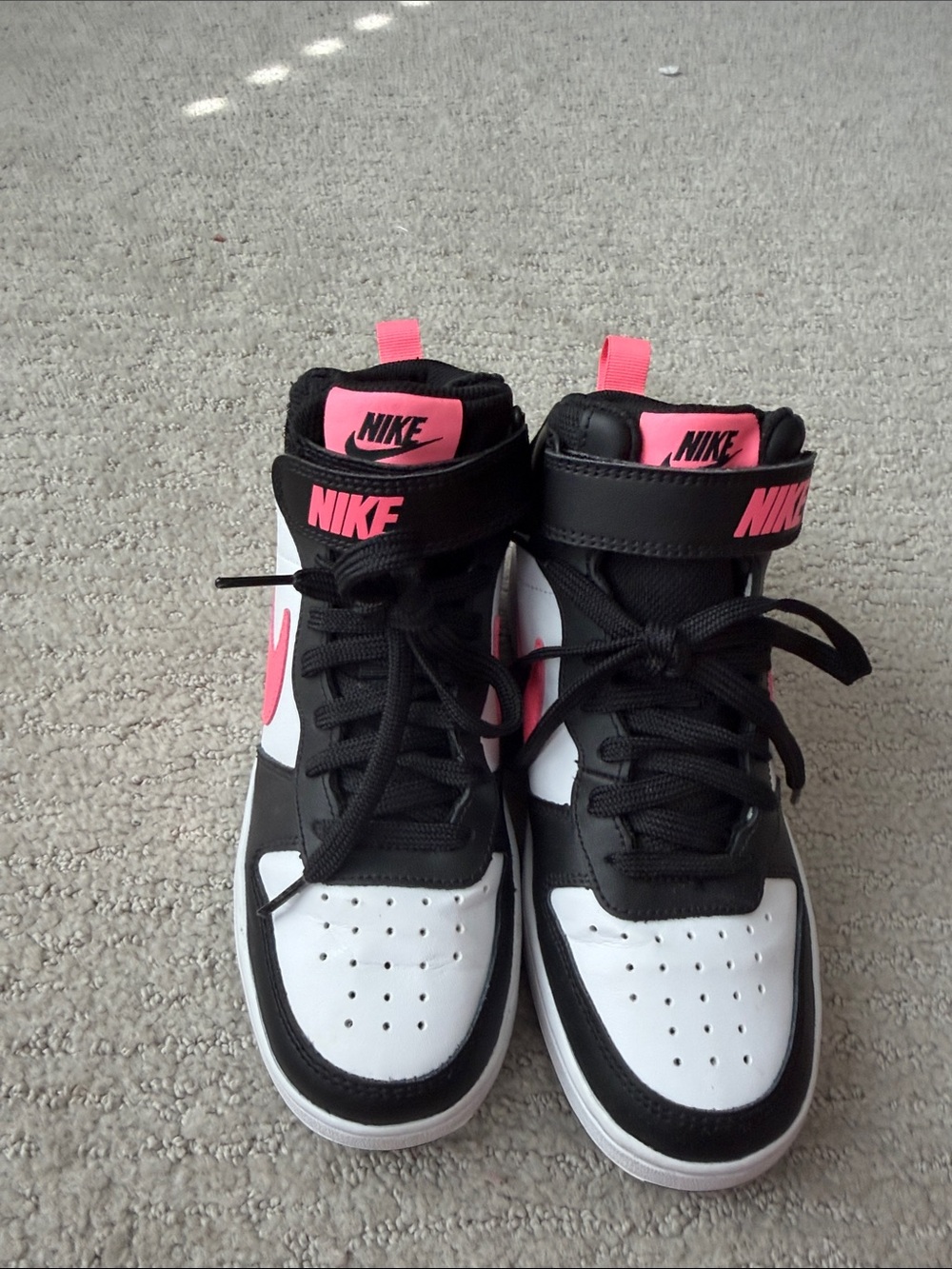 Nike Kids Mid-Top Sneakers - White, Black & Hot Pink 4Y